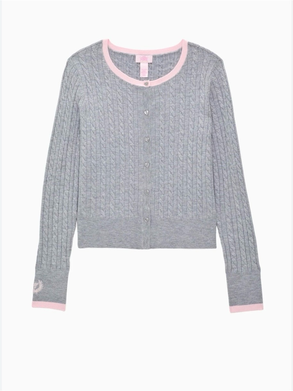 Women’s long sleeve knit cardigan grey LSFx pink small